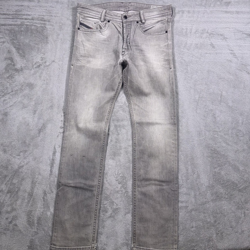Diesel Akee Jeans Mens 30x32 Light Blue Slim Tapered Distressed Stretch 0854V